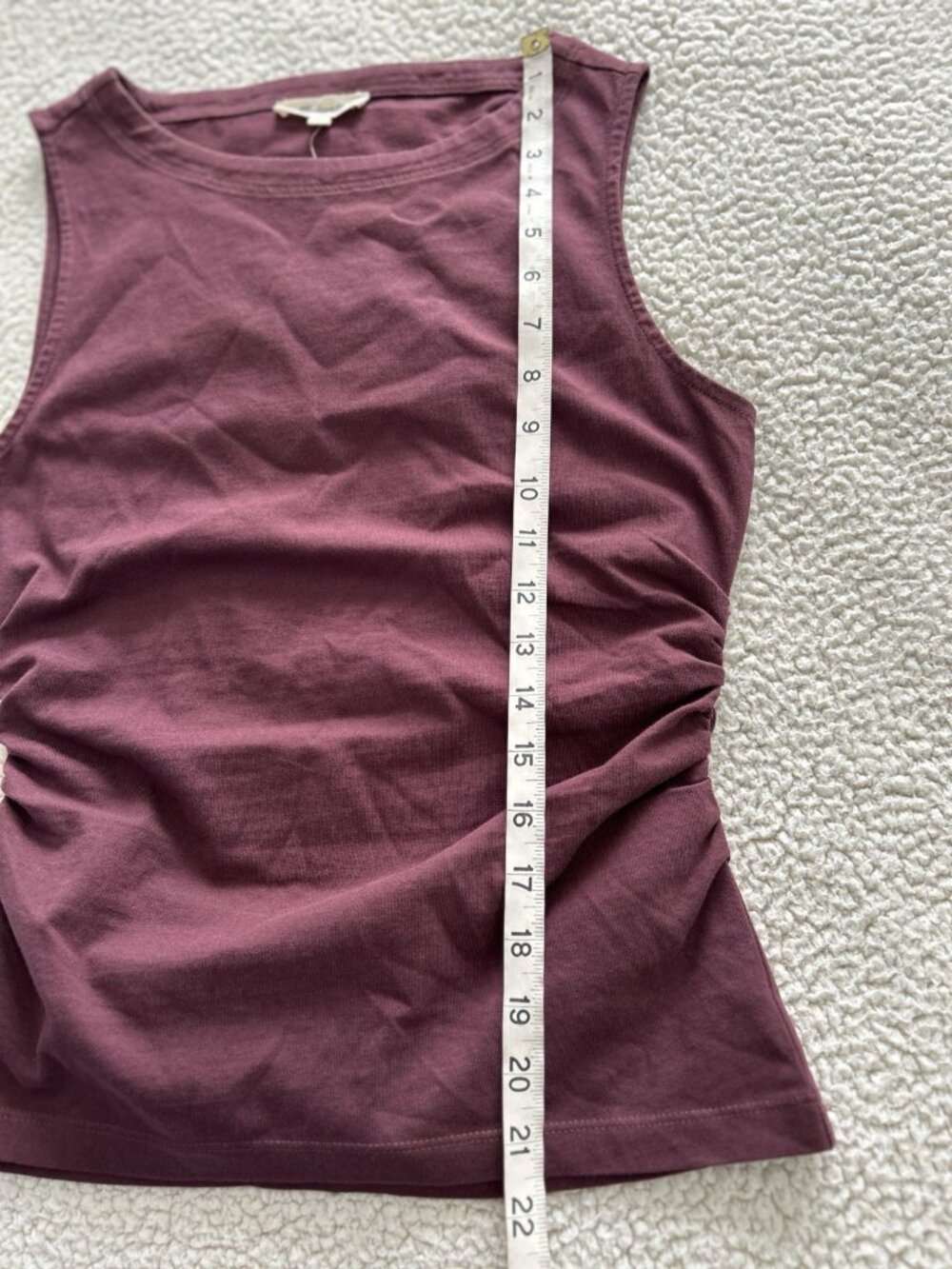 Madewell  100% Cotton Side Cinched Boatneck Tank in Dark Fig Purple Size XXS - Picture 9 of 10